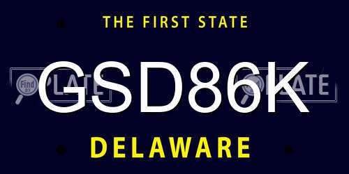 GSD86K Delaware License Plate