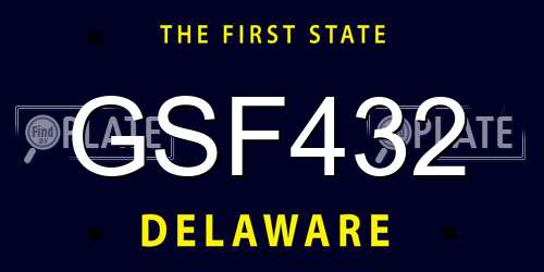 GSF432 Delaware License Plate