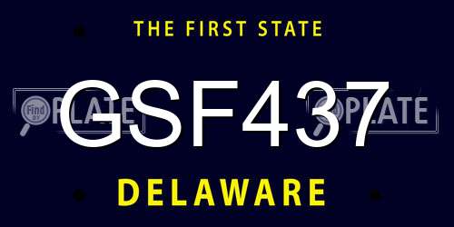 GSF437 Delaware License Plate