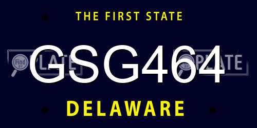 GSG464 Delaware License Plate