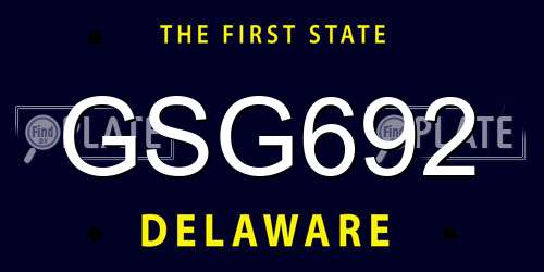 GSG692 Delaware License Plate