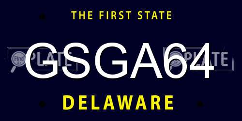 GSGA64 Delaware License Plate