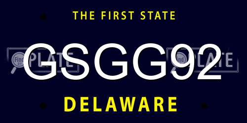 GSGG92 Delaware License Plate