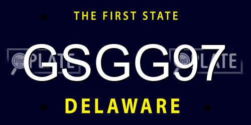 GSGG97 Delaware License Plate