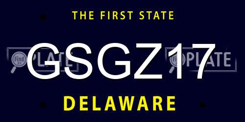 GSGZ17 Delaware License Plate
