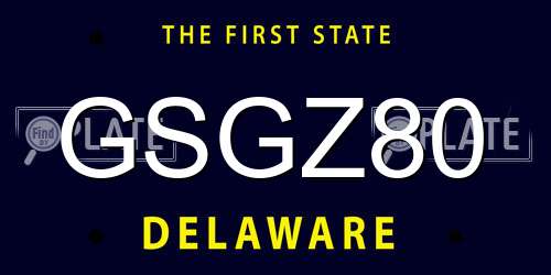 GSGZ80 Delaware License Plate