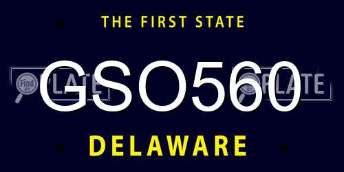 GSO560 Delaware License Plate