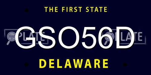 GSO56D Delaware License Plate