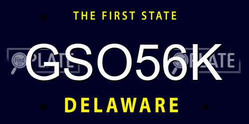 GSO56K Delaware License Plate
