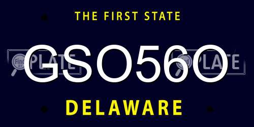 GSO56O Delaware License Plate