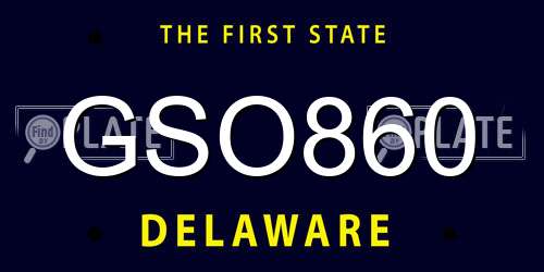 GSO860 Delaware License Plate