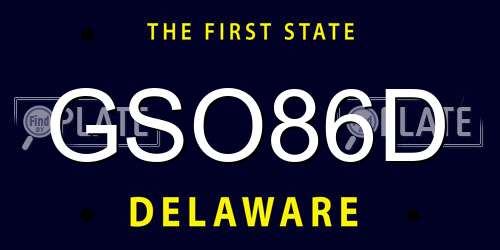 GSO86D Delaware License Plate