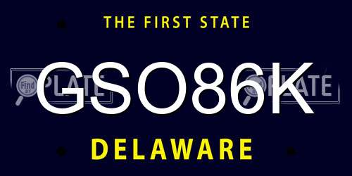 GSO86K Delaware License Plate