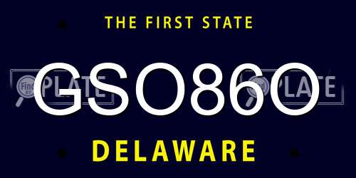 GSO86O Delaware License Plate