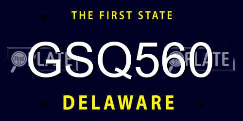 GSQ560 Delaware License Plate