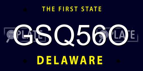 GSQ56O Delaware License Plate