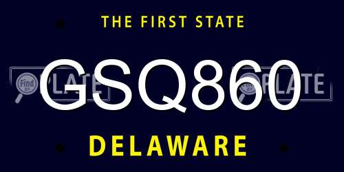 GSQ860 Delaware License Plate