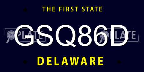 GSQ86D Delaware License Plate
