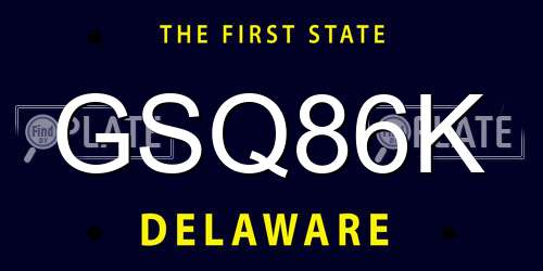 GSQ86K Delaware License Plate
