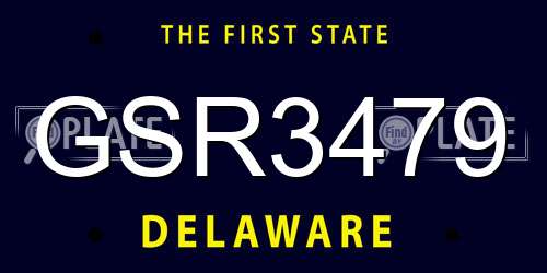 GSR3479 Delaware License Plate