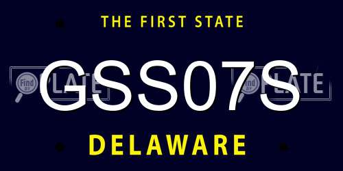 GSS07S Delaware License Plate