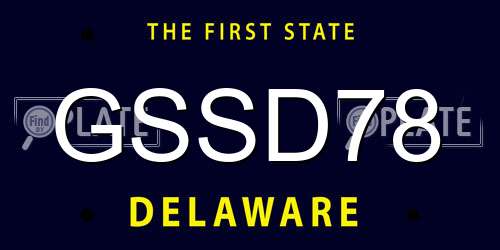GSSD78 Delaware License Plate