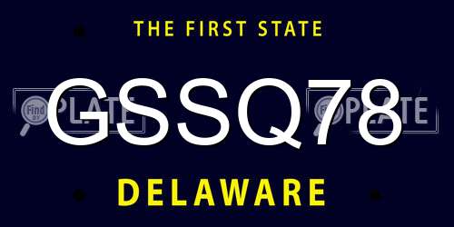 GSSQ78 Delaware License Plate