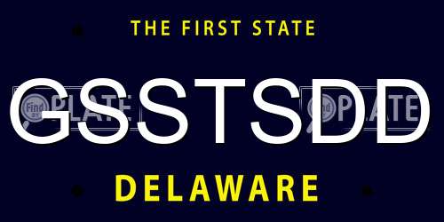 GSSTSDD Delaware License Plate