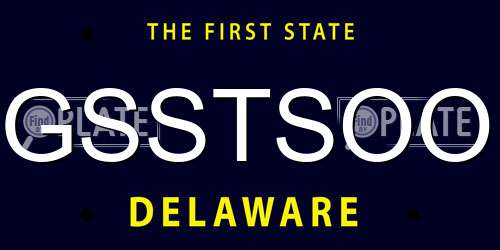 GSSTSOO Delaware License Plate