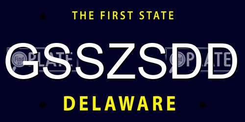 GSSZSDD Delaware License Plate