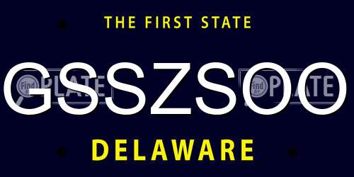 GSSZSOO Delaware License Plate