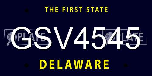 GSV4545 Delaware License Plate
