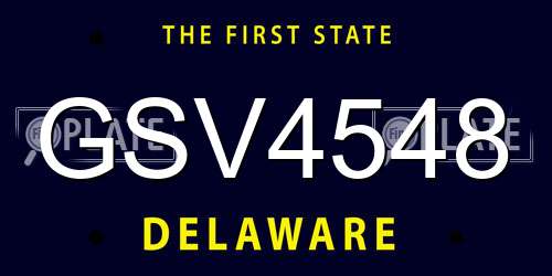 GSV4548 Delaware License Plate