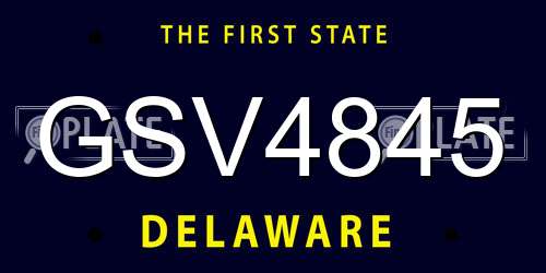 GSV4845 Delaware License Plate