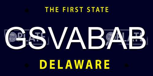 GSVABAB Delaware License Plate