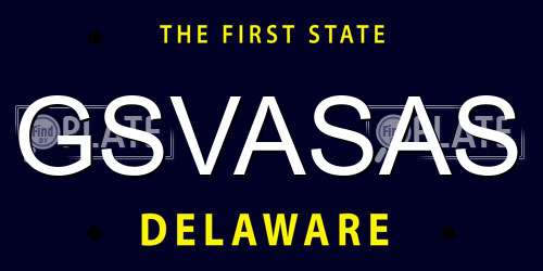 GSVASAS Delaware License Plate