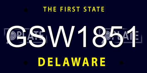GSW1851 Delaware License Plate