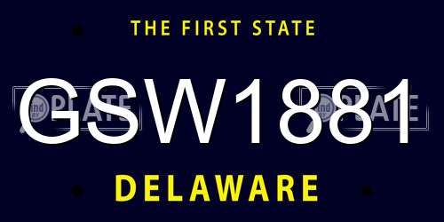 GSW1881 Delaware License Plate