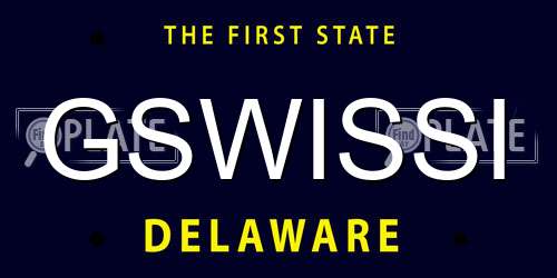GSWISSI Delaware License Plate
