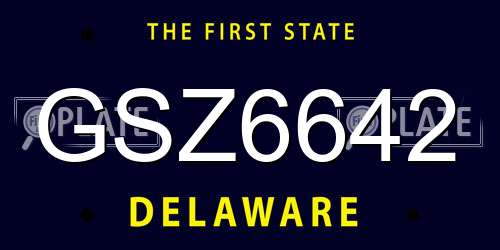GSZ6642 Delaware License Plate