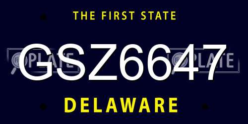 GSZ6647 Delaware License Plate