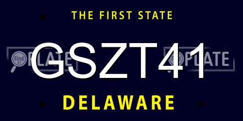 GSZT41 Delaware License Plate