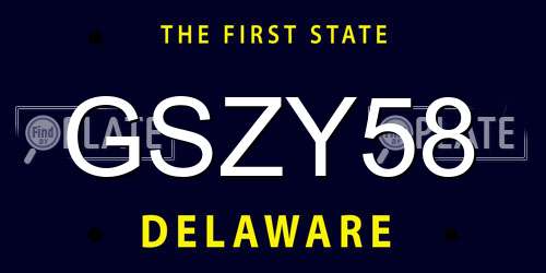 GSZY58 Delaware License Plate