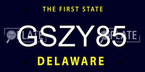 GSZY85 Delaware License Plate