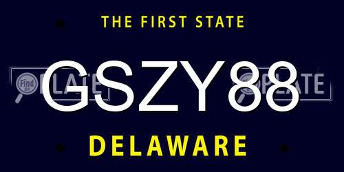GSZY88 Delaware License Plate