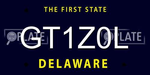 GT1Z0L Delaware License Plate