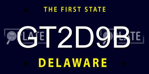 GT2D9B Delaware License Plate