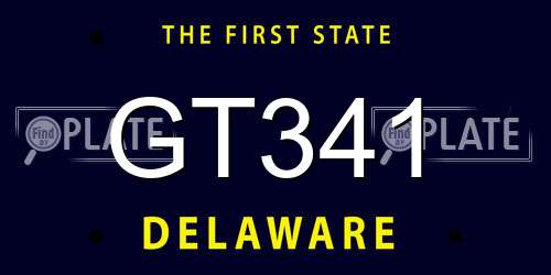 GT341 Delaware License Plate