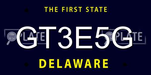 GT3E5G Delaware License Plate