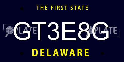 GT3E8G Delaware License Plate